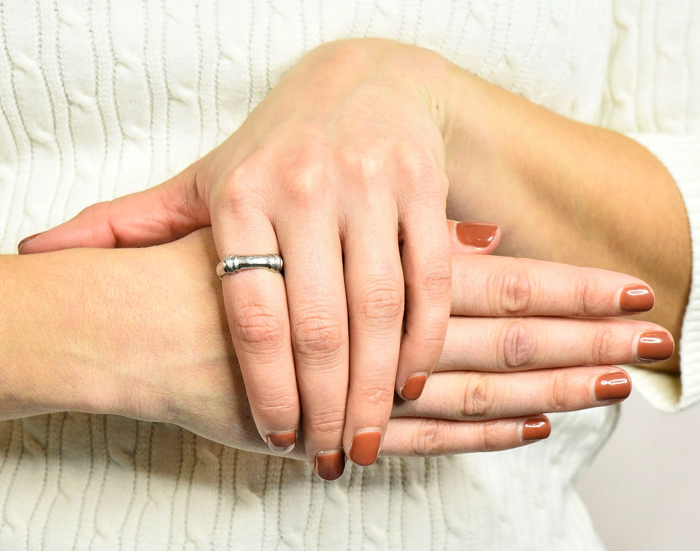 Henry Dunay Vintage Platinum Hammered Band Ring Circa 1990s