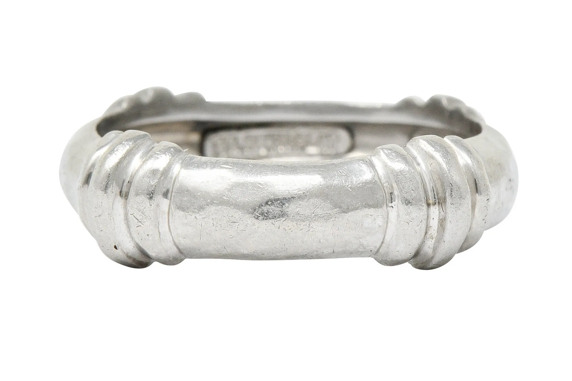 Henry Dunay Vintage Platinum Hammered Band Ring Circa 1990s