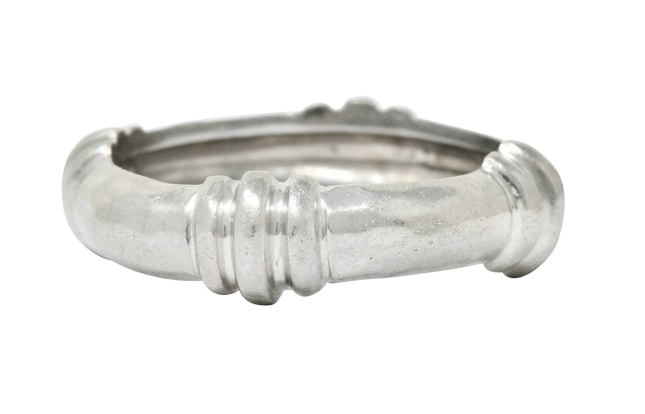 Henry Dunay Vintage Platinum Hammered Band Ring Circa 1990s