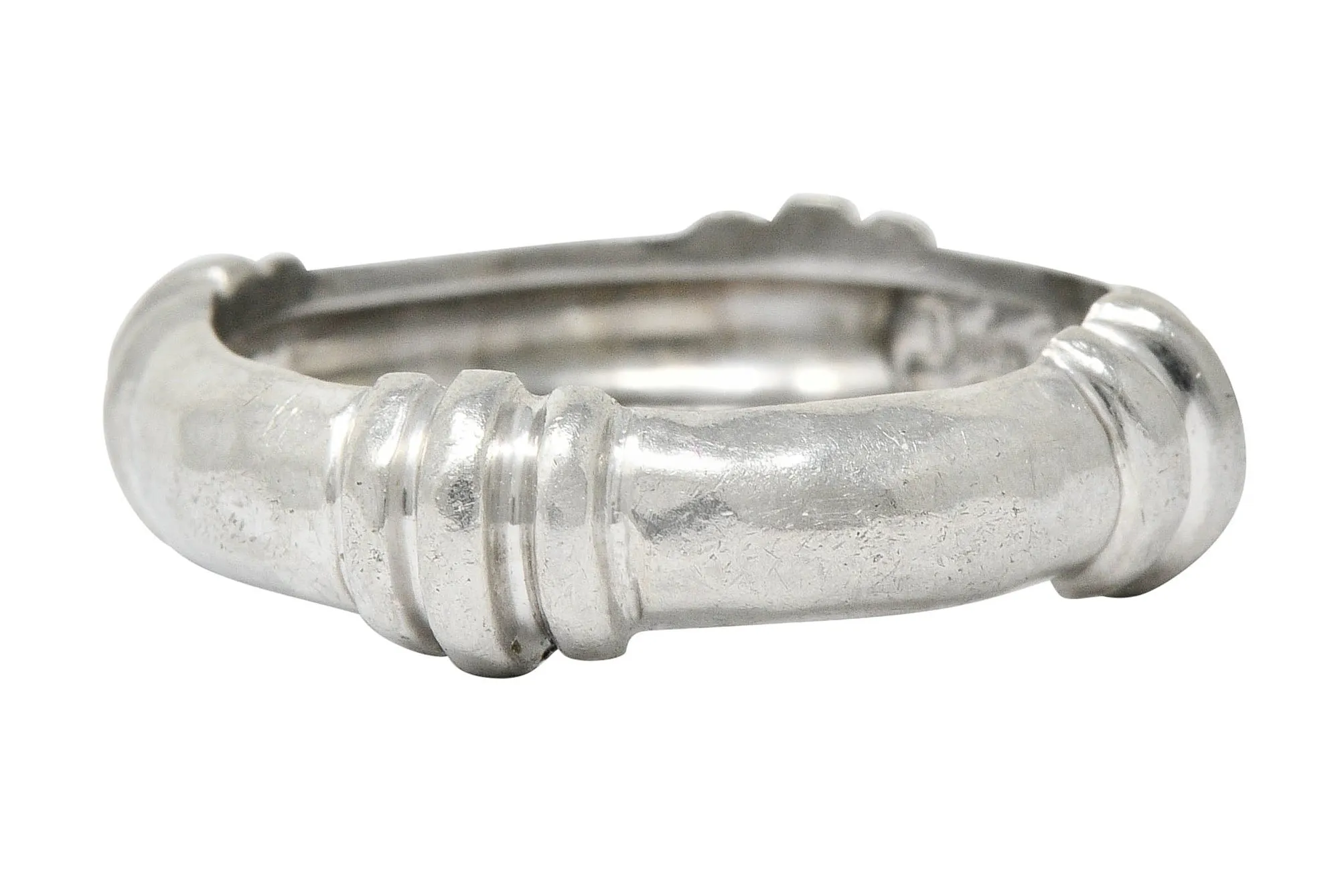 Henry Dunay Vintage Platinum Hammered Band Ring Circa 1990s