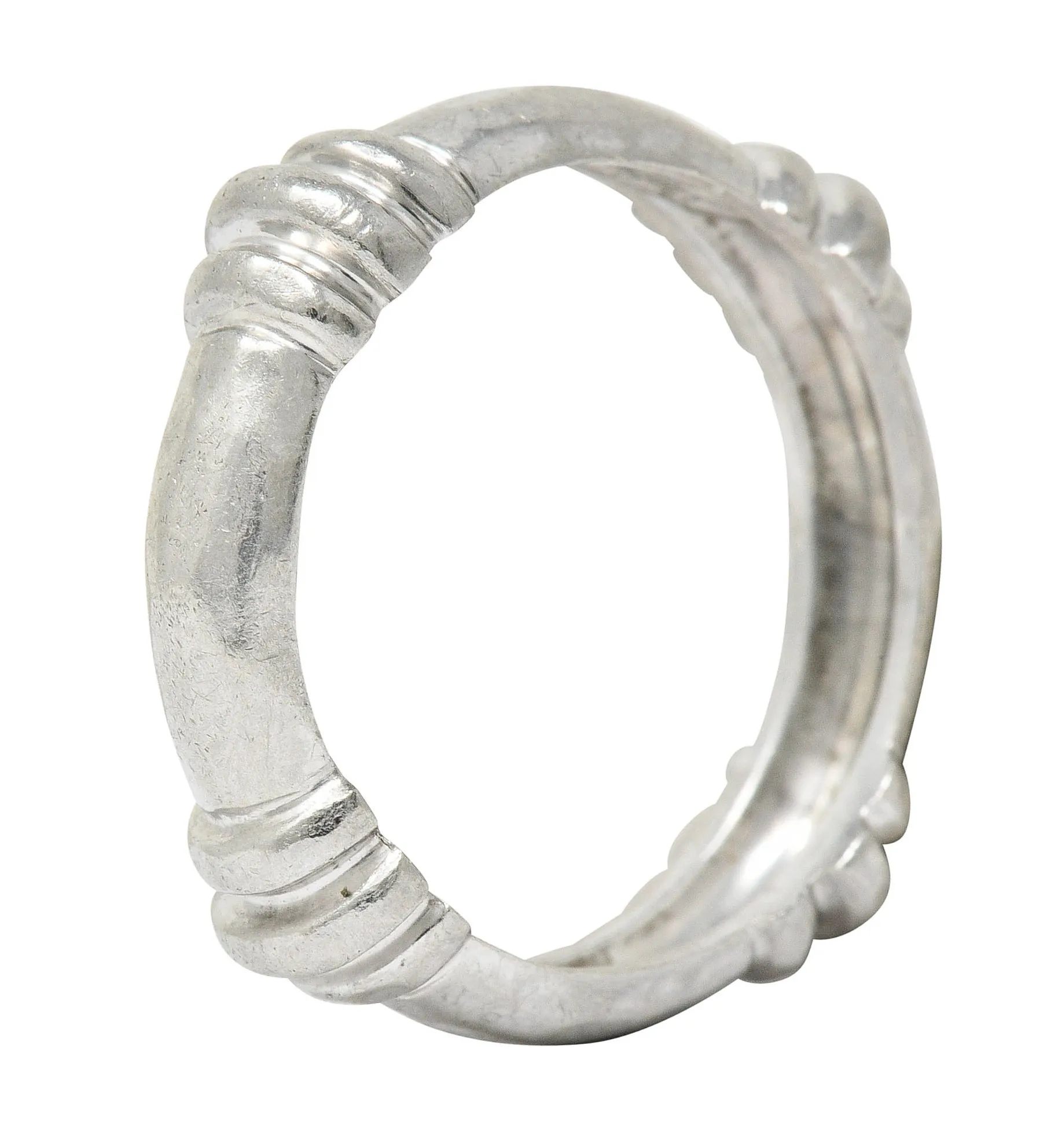 Henry Dunay Vintage Platinum Hammered Band Ring Circa 1990s