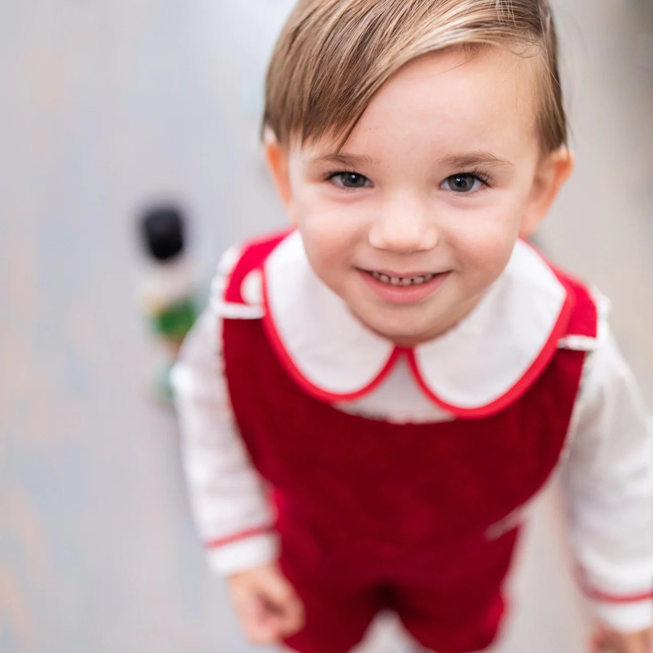 Henry Duvall - Long Sleeve Henry Peter in White with Oxford Red Trim LAST ONE 0-6m