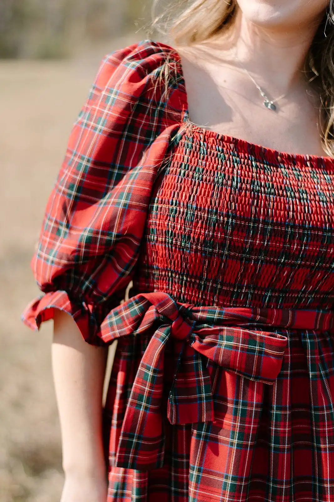 Holiday Red Plaid Midi Dress