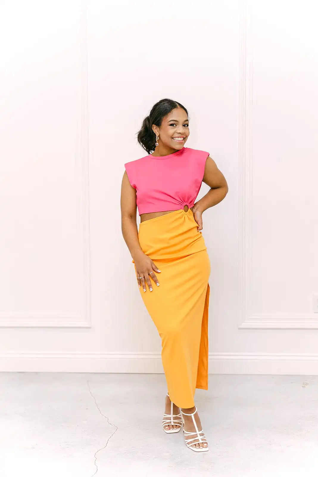 Hot Pink Colorblock Maxi Dress