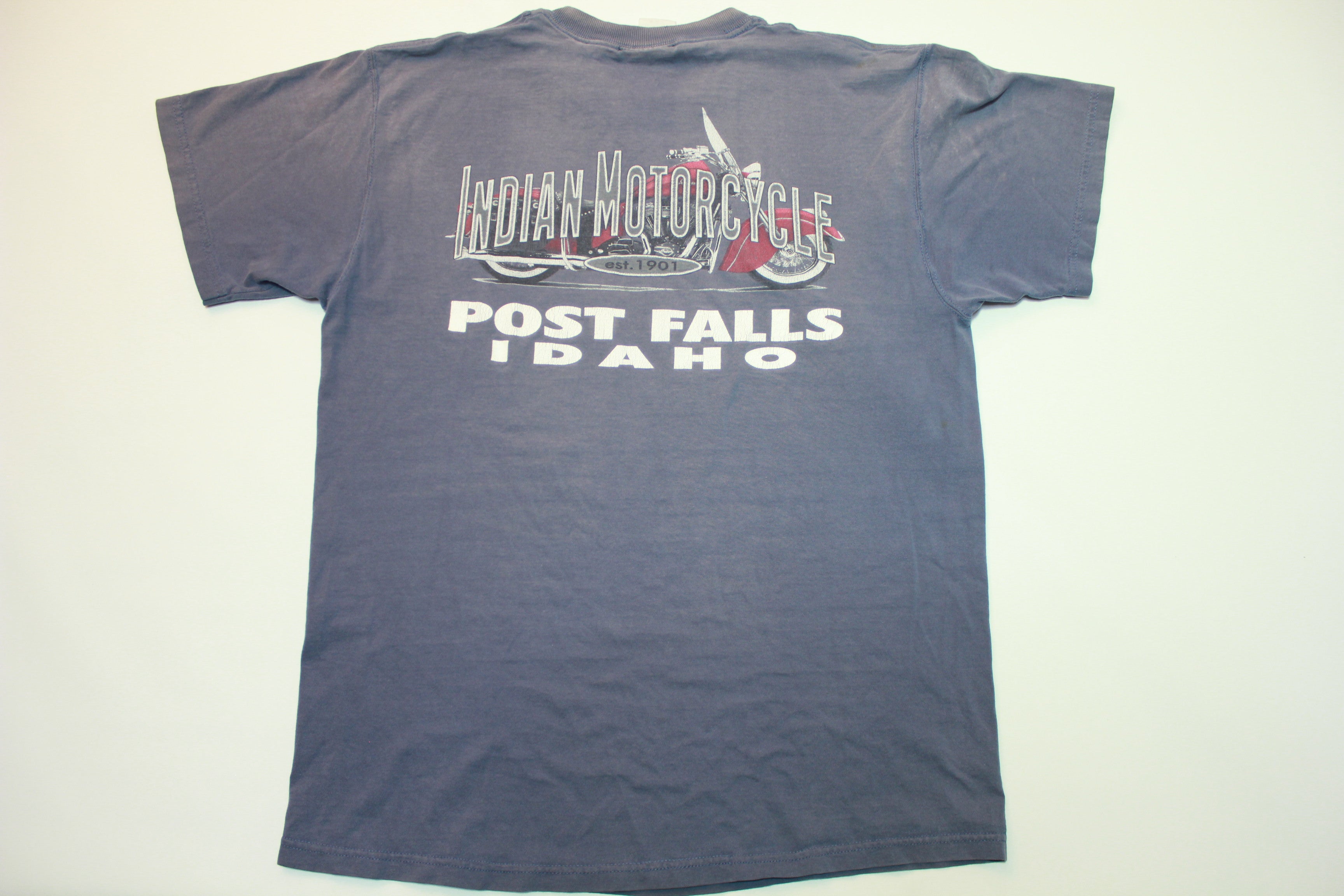 Indian Motorcycles Post Falls Idaho Vintage 90's Biker Est. 1901 T-Shirt