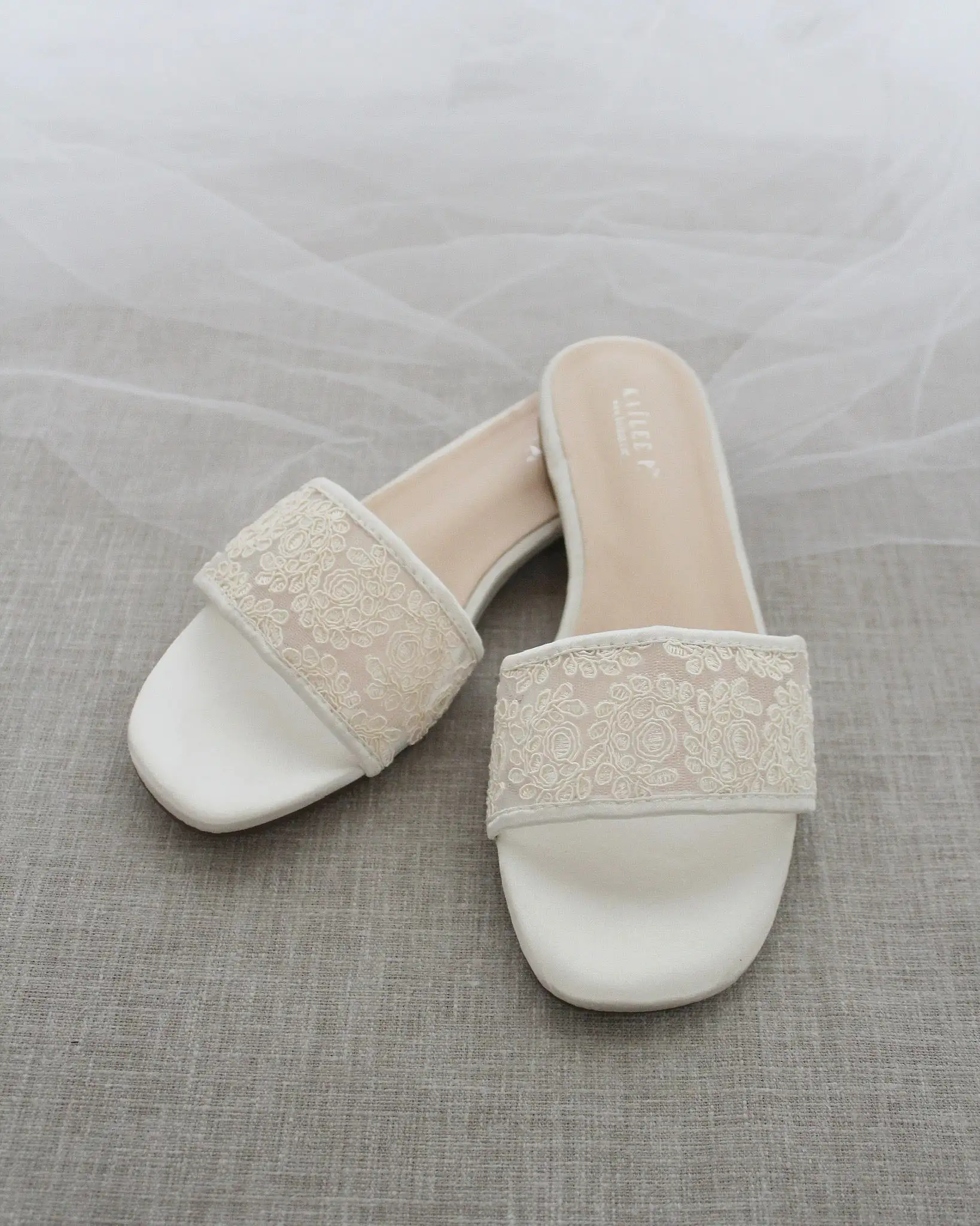 Ivory Crochet Slip on Sandals