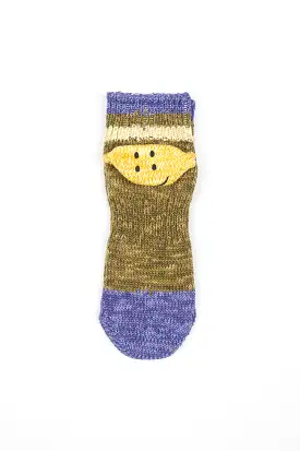 Ivy Rainbowy Happy Heel Short Socks Khaki