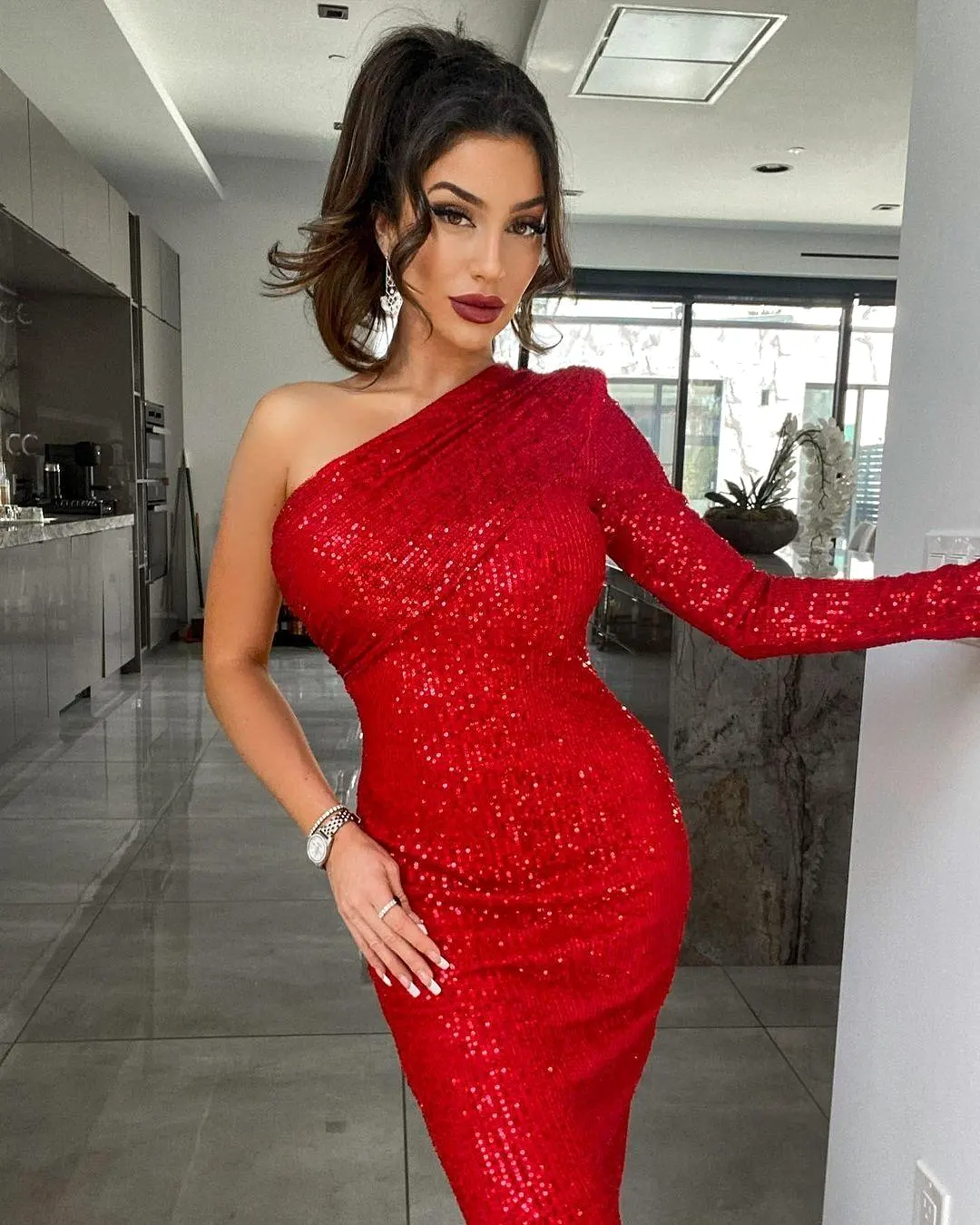 Kristi Red Sequin Dress