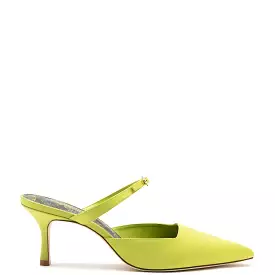 Larroudé for Jonathan Cohen: Strap Mule In Green Satin