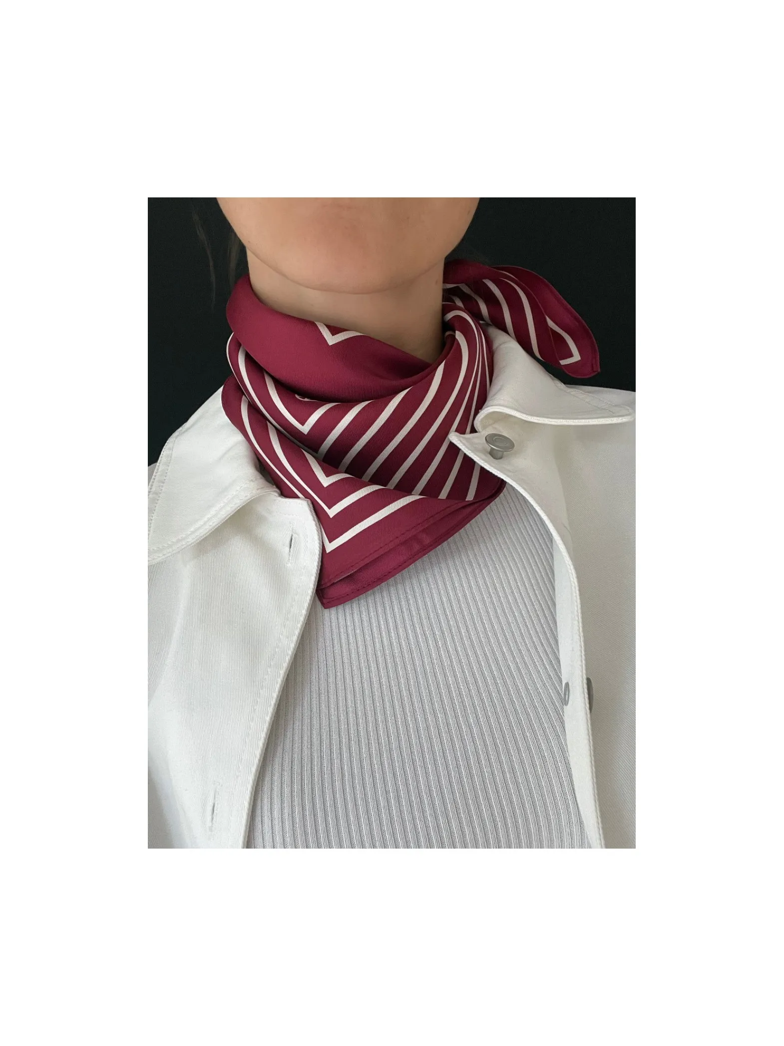 LE SCARF NO. 14 STRIPED WINE RED