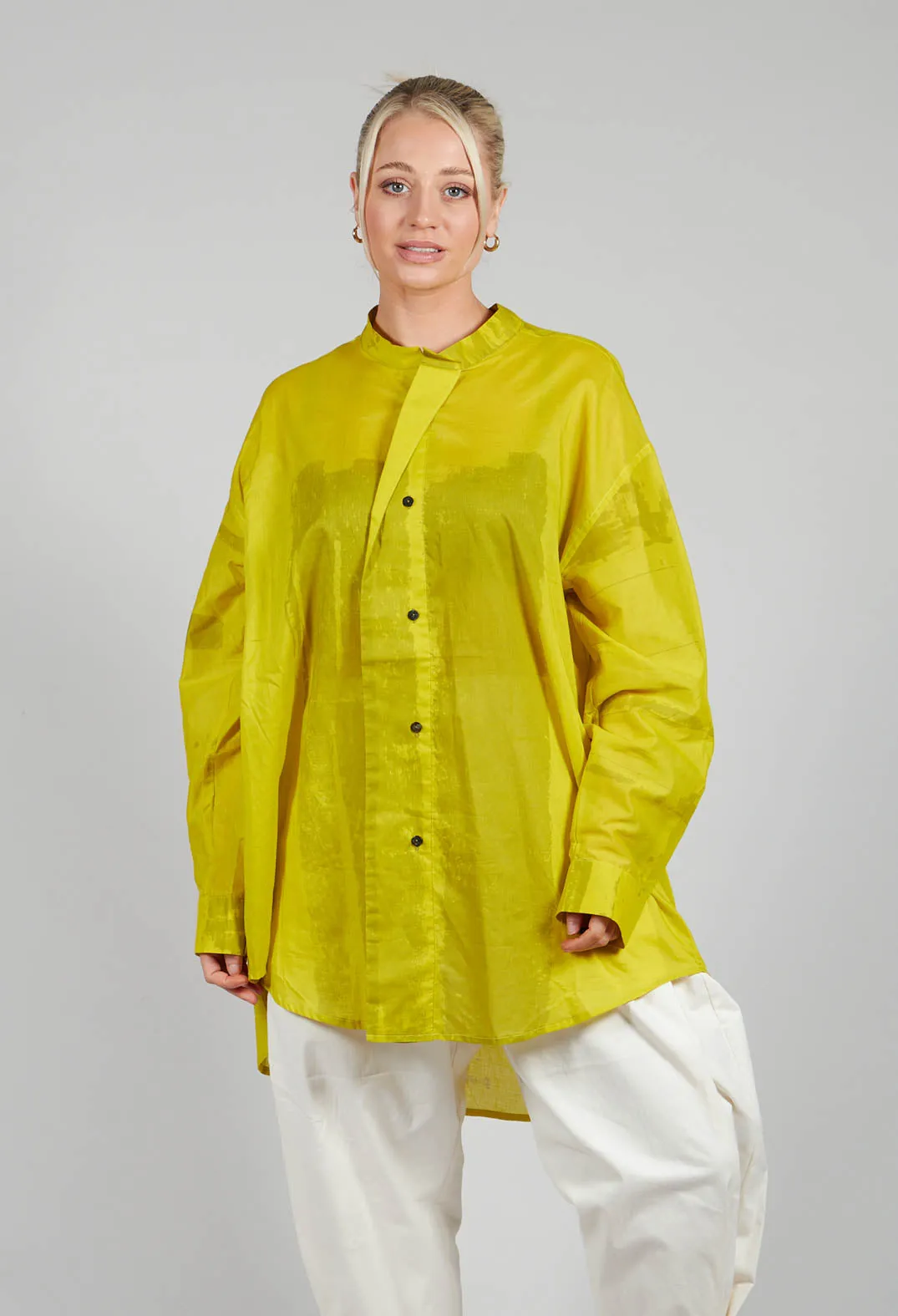 Long Shirt with Print in Mustard