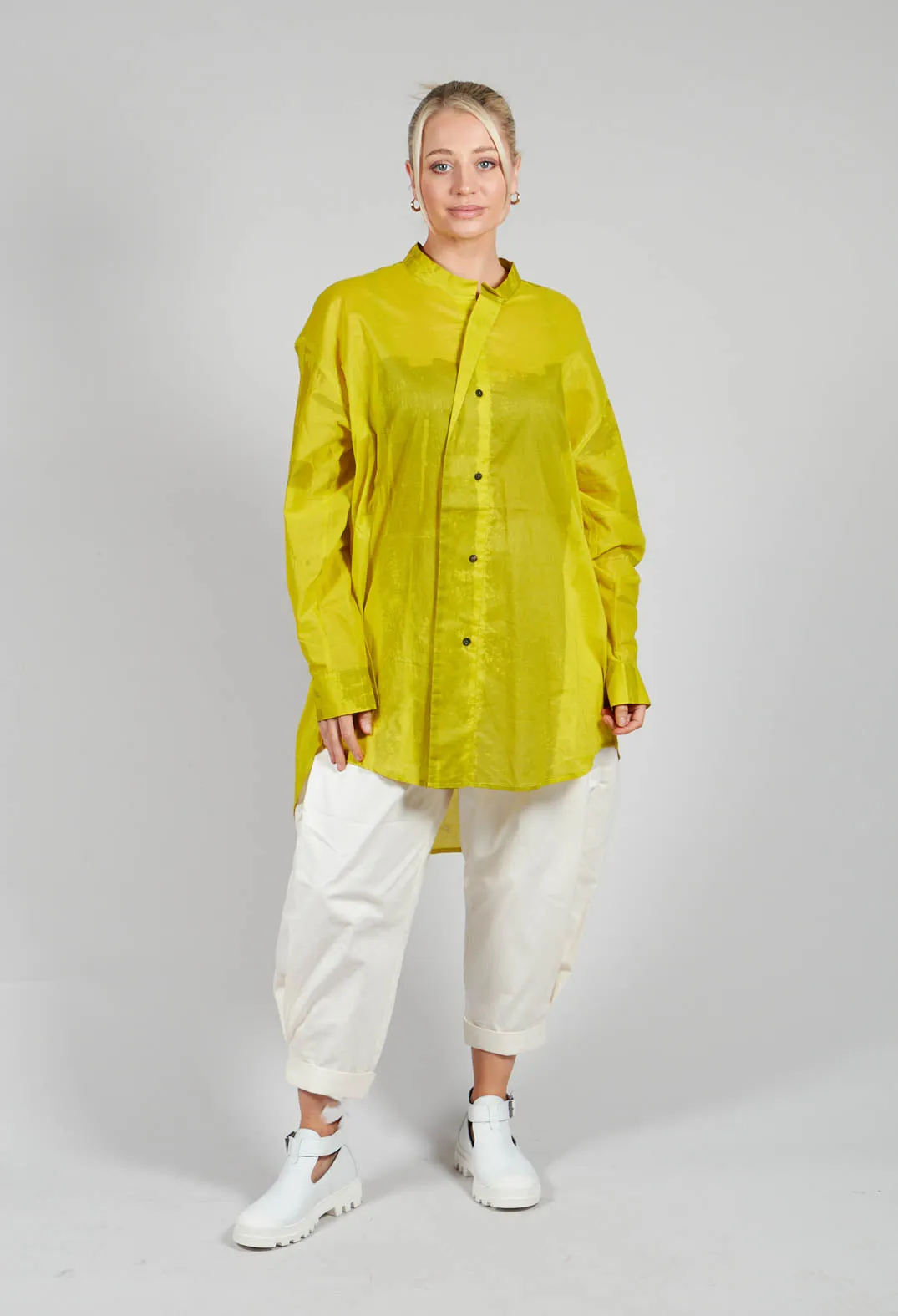 Long Shirt with Print in Mustard