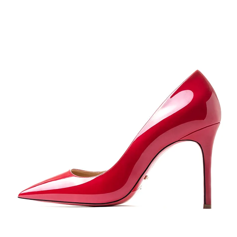 Luxury Brand Women Red Pumps Sexy Red Bottom Shoes Pointed Toe Thin Heel Shallow Sexy Wedding Dress Party High Heels