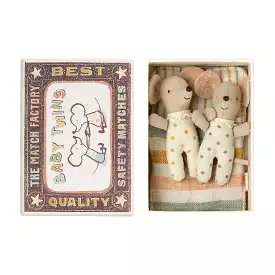 Maileg Polka Dot Twins in a Matchbox - Baby Mice