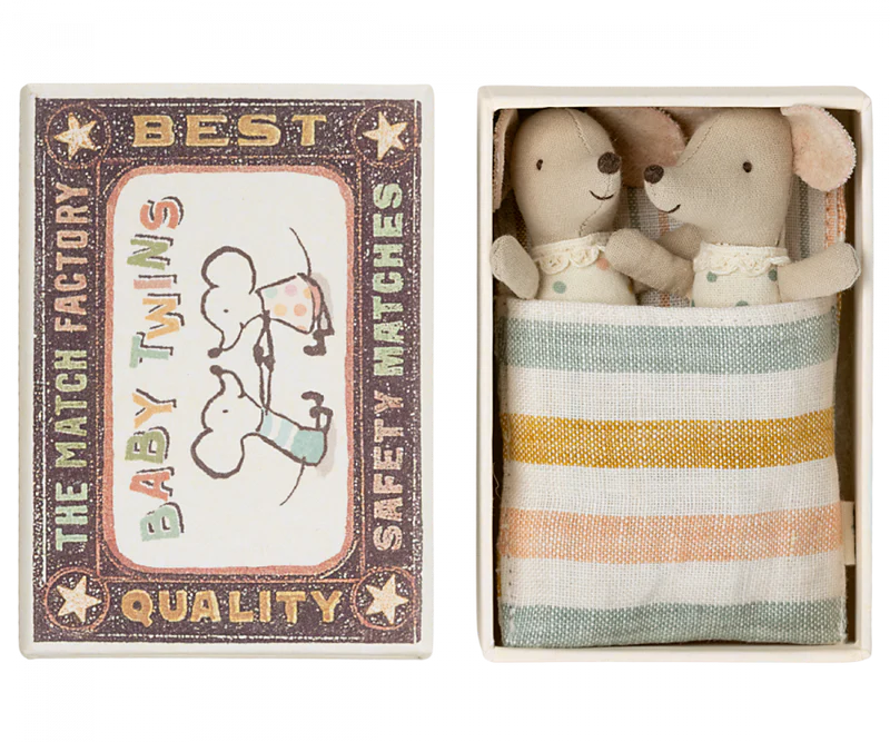 Maileg Polka Dot Twins in a Matchbox - Baby Mice