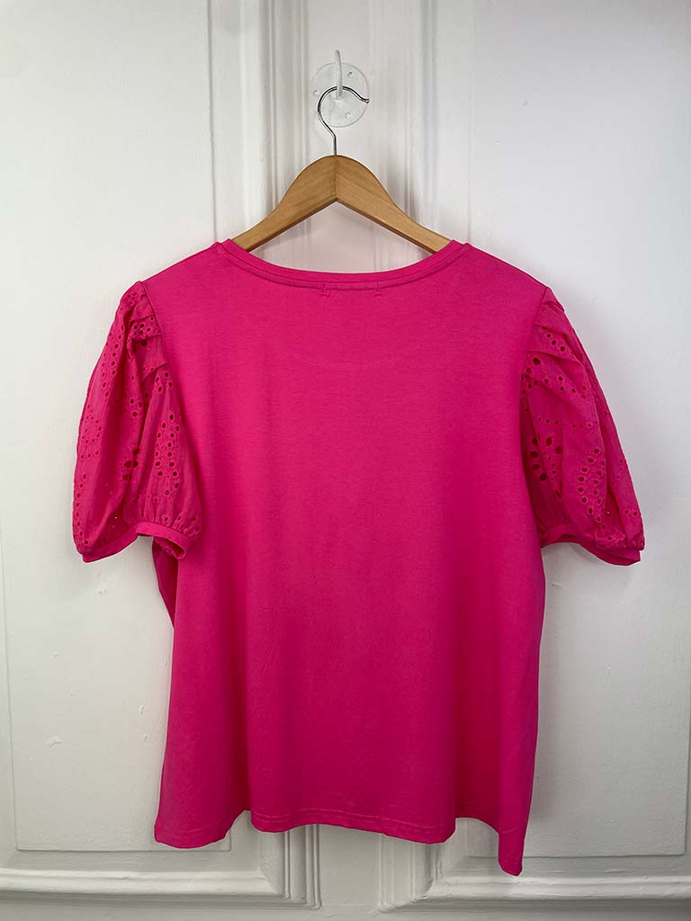 Malissa J Broderie Anglaise Balloon Sleeve Tee - Pink