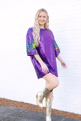 Mardi Gras Mask Purple Sequin Dress