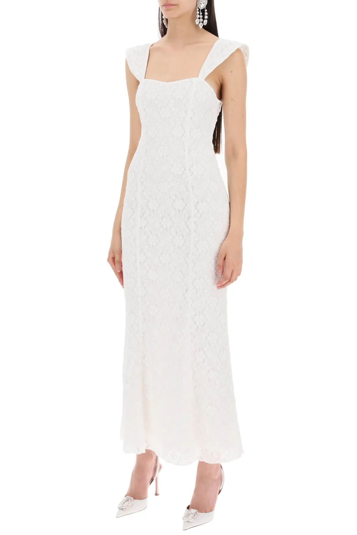 maxi lace dress in italian 113021400 Bright White