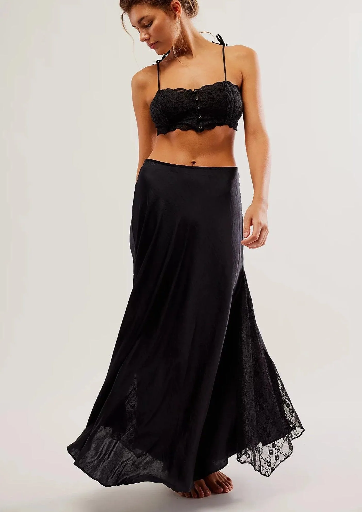 Maxi slip skirt with lace inserts Make You Mine