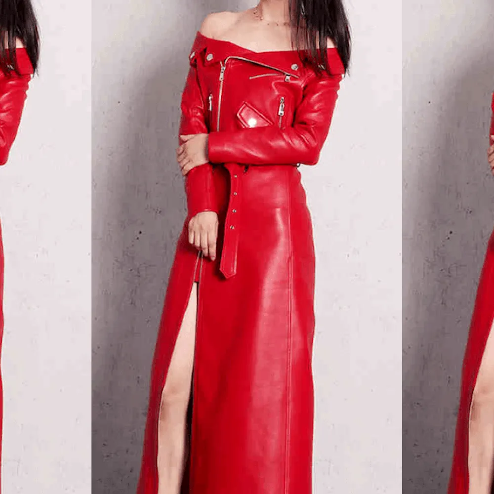 Mayhem Red Leather Midi Dress