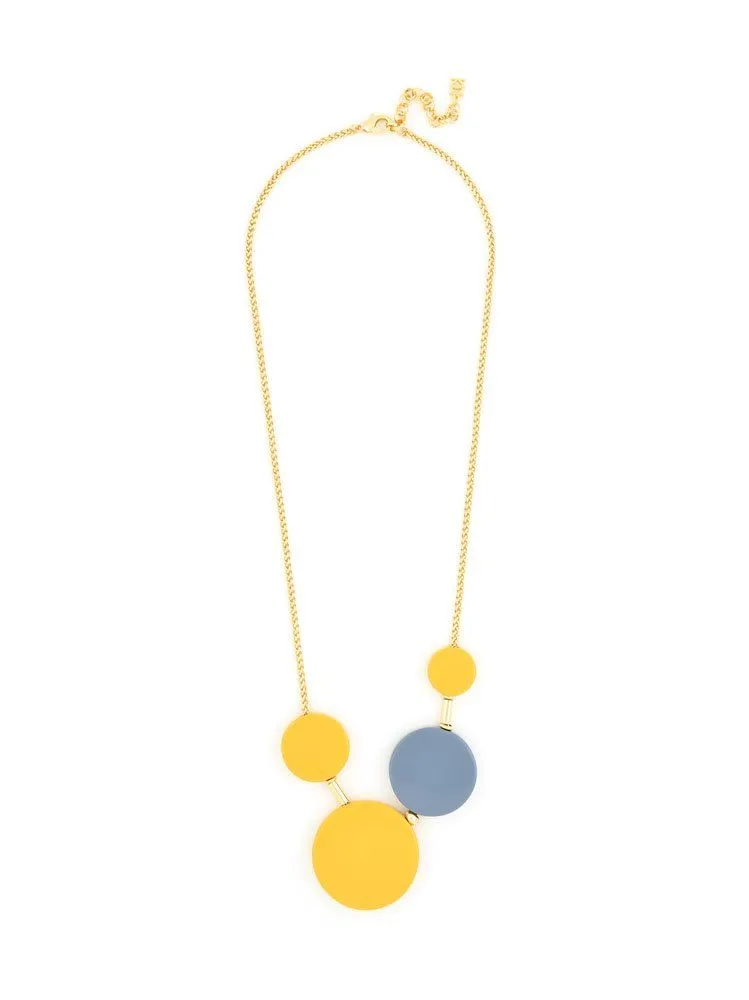 Modern Angles Long Dot Necklace with Yellow Accents