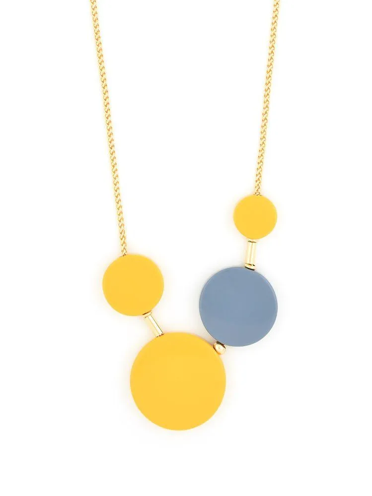 Modern Angles Long Dot Necklace with Yellow Accents