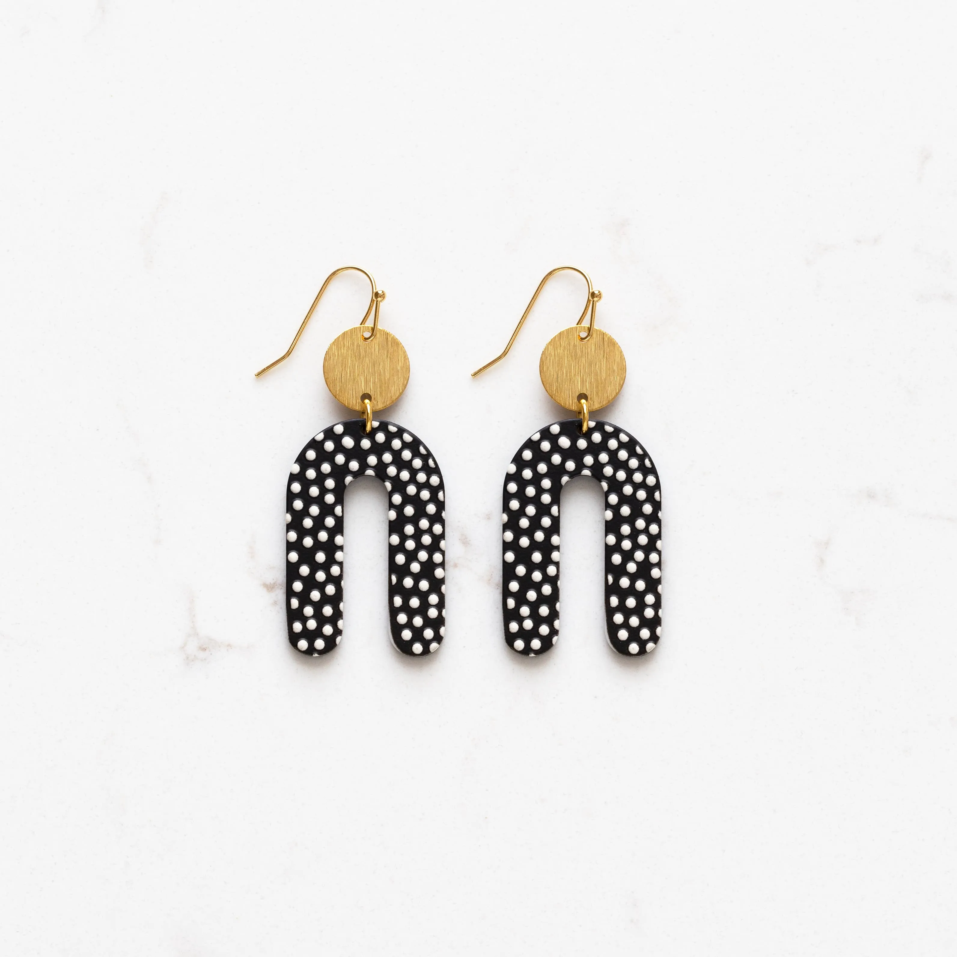 Modern Black and White Polka Dot Earrings