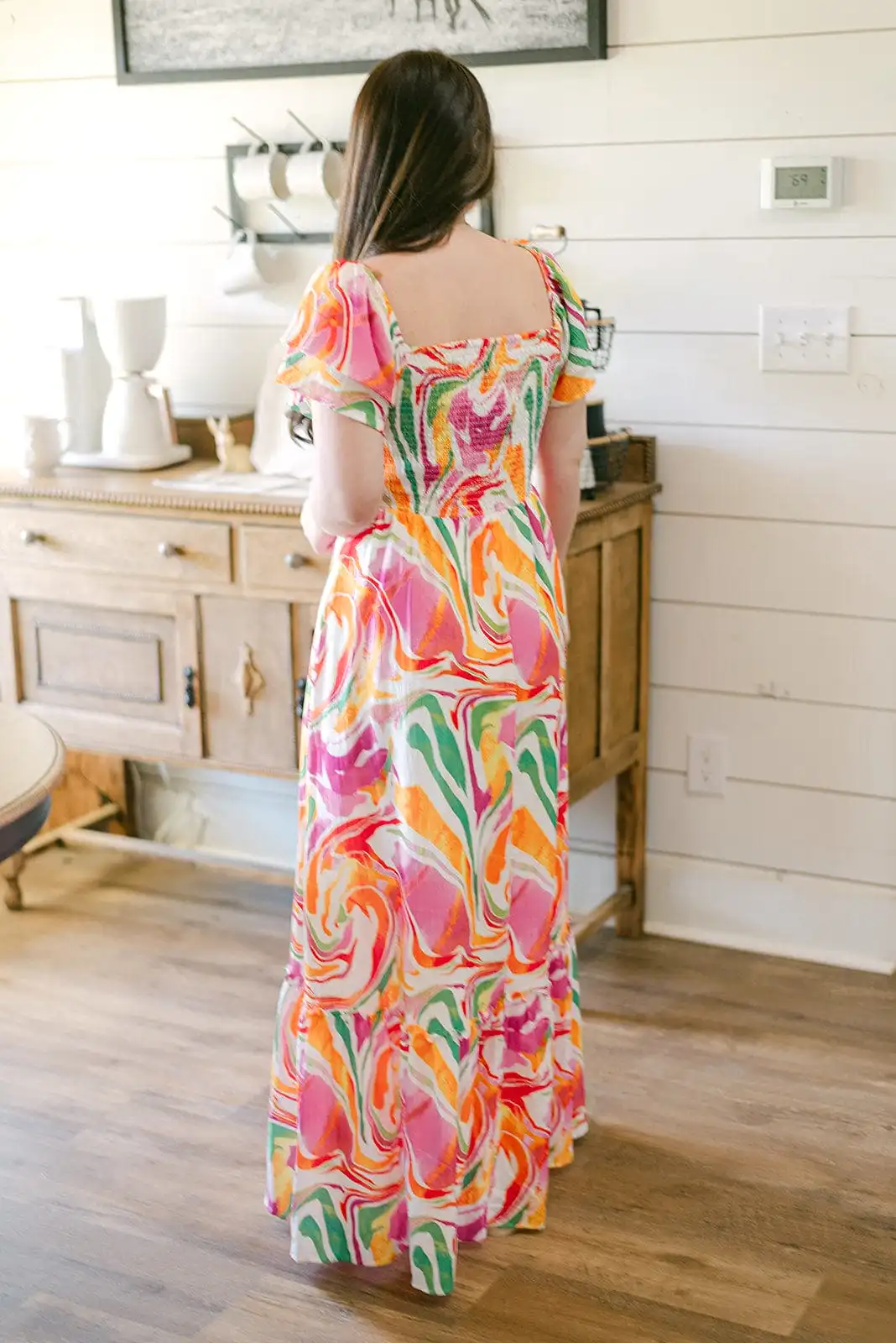 Multicolored Marble Maxi Dress