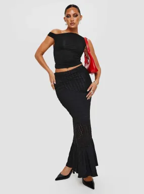 Natoma Lace Bias Cut Maxi Skirt Black