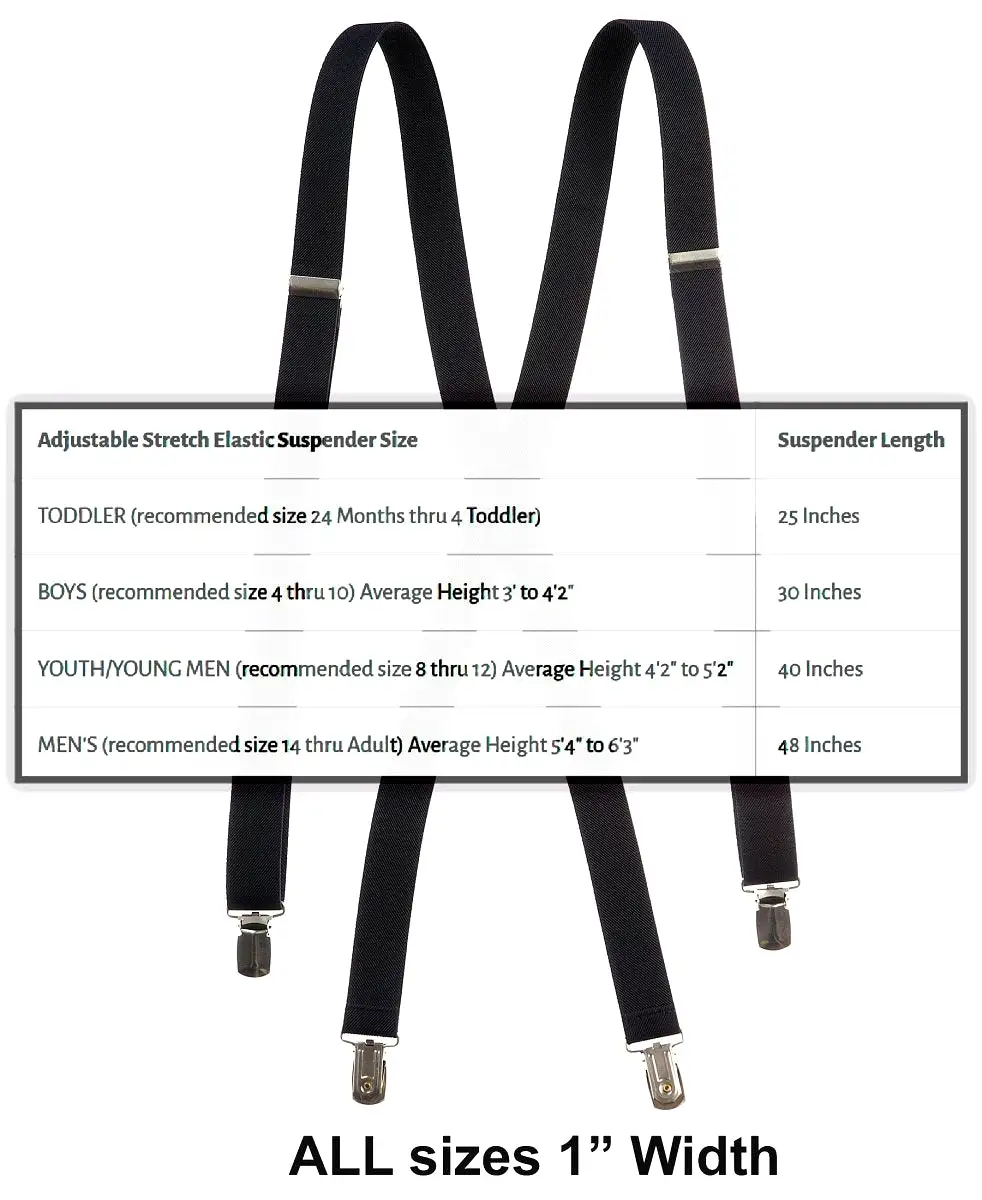 Neck Tie Pocket Square and Adjustable Stretch Suspender Set - RENTAL