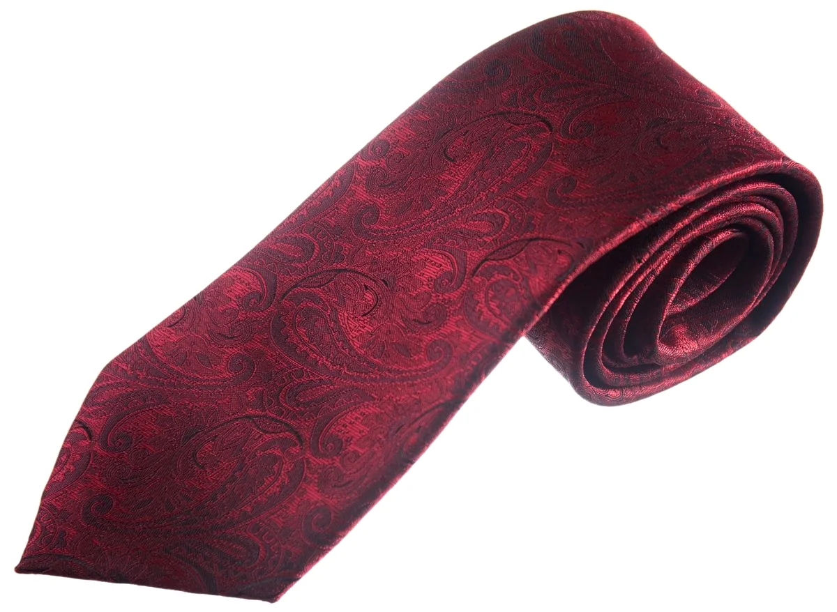 Necktie Satin Paisley Jacquard Self Tie Classic Windsor - RENTAL