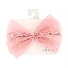 oh baby! Dotted Mesh Bow on Nylon Headband - Blush