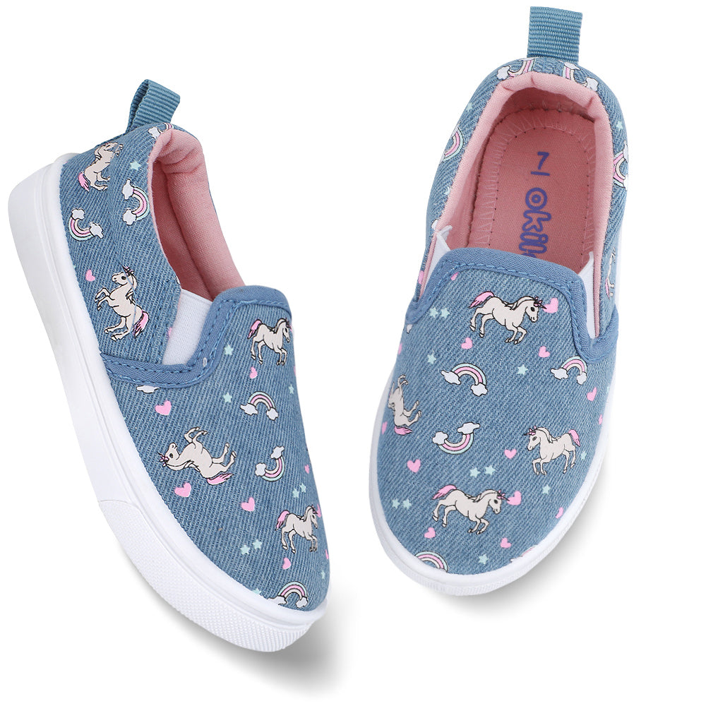 Okilol Toddler Shoes Slip On Canvas Sneakers for Girls