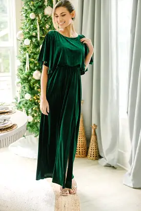 Out On The Dance Floor Emerald Green Velvet Maxi Dress