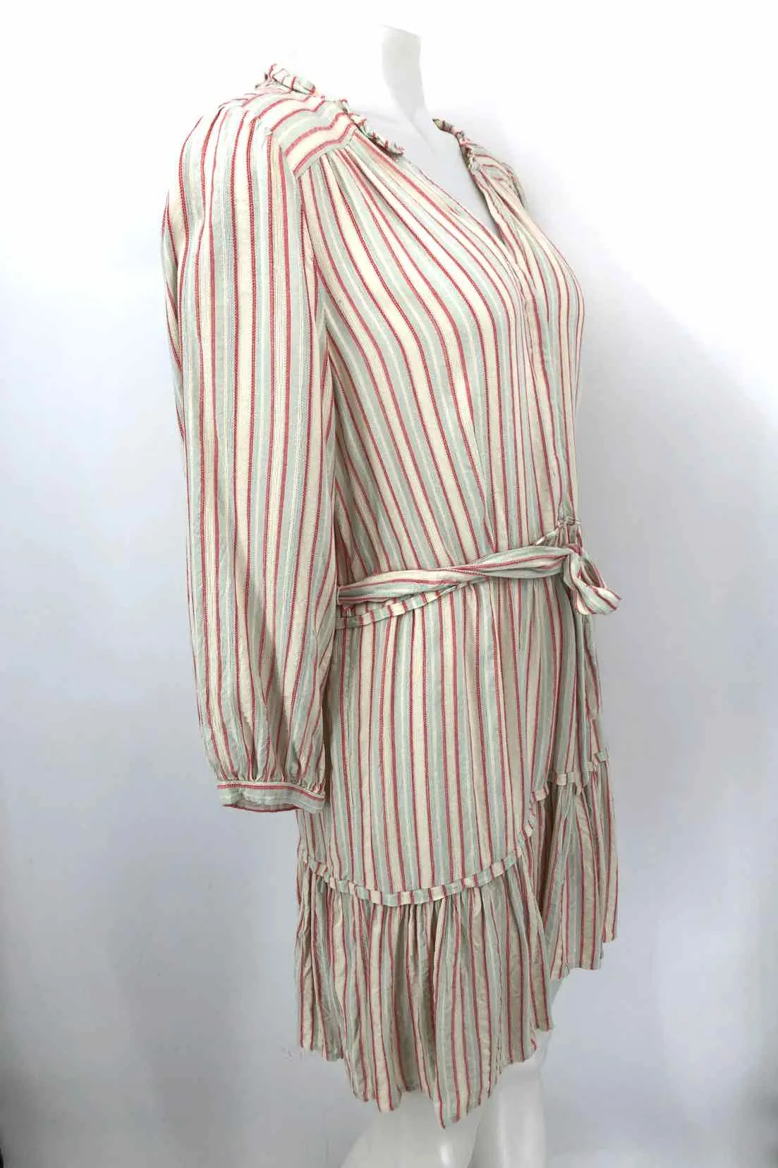 PAIGE Cream Pink Multi Stripe Longsleeve Size MEDIUM (M) Dress