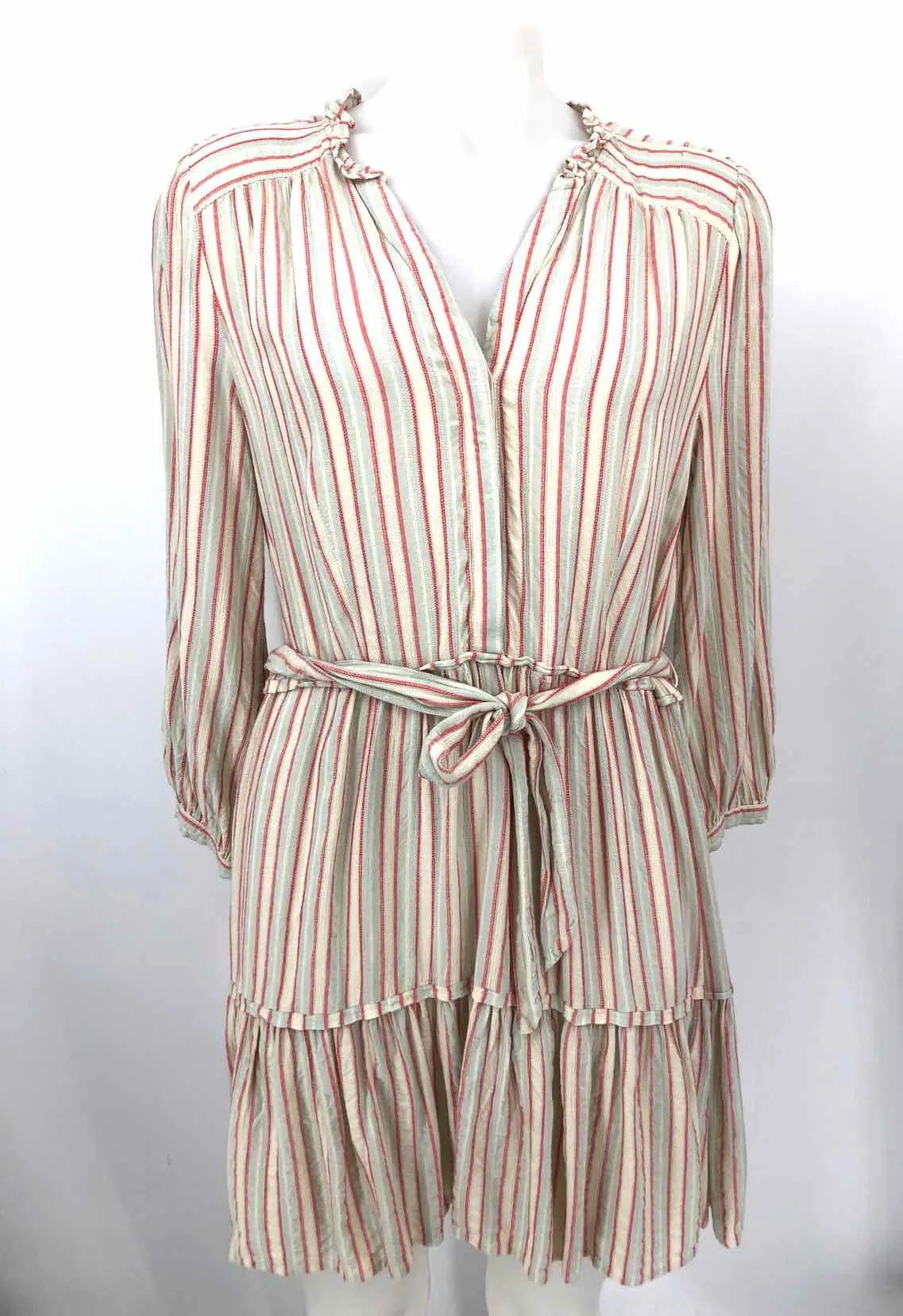 PAIGE Cream Pink Multi Stripe Longsleeve Size MEDIUM (M) Dress