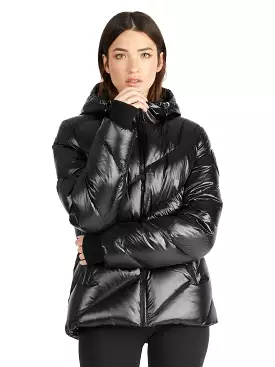 Pajar Womens Nelli Short Quilted Puffer with Fixed Hood - BLACK