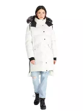 Pajar Womens Reyna Long Puffer with Faux Fur Trim - SILVER