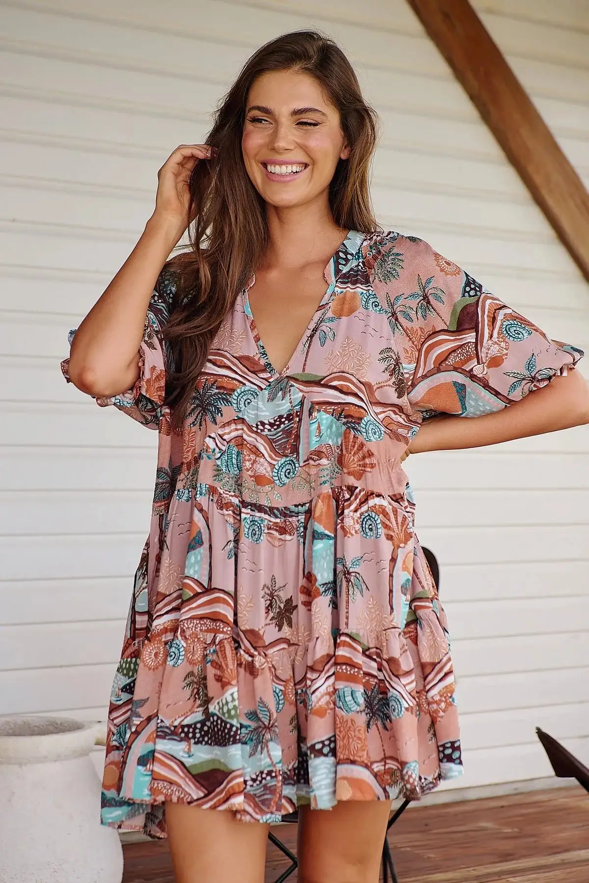 Petal Mini Dress - Lakeside Serenity Collection