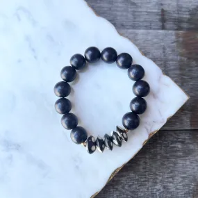 Polka Dot Bone & Wood Bracelet