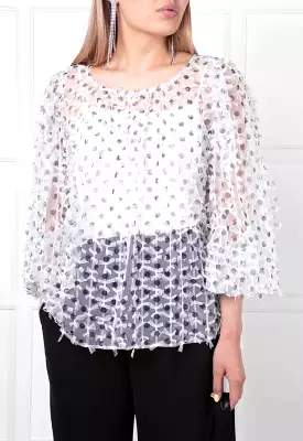 Polka Dot Tulle Blouse