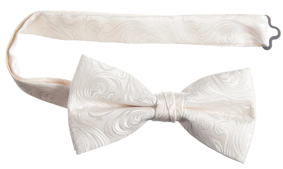 Pre-tied Adjustable Bow Tie of Satin Paisley Jacquard