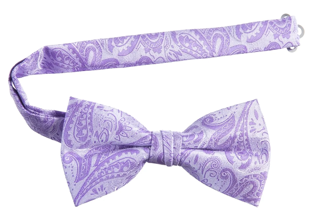 Pre-tied Adjustable Bow Tie of Satin Paisley Jacquard