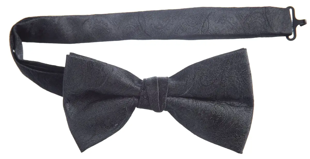 Pre-tied Adjustable Bow Tie of Satin Paisley Jacquard