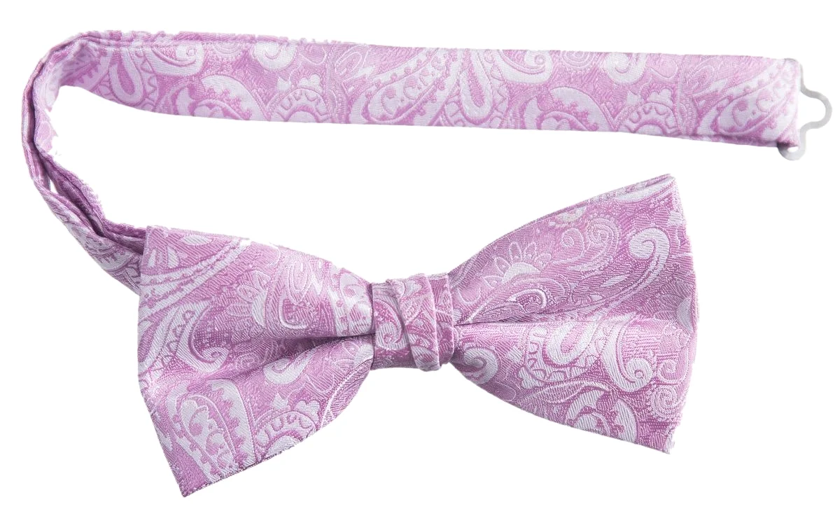 Pre-tied Adjustable Bow Tie of Satin Paisley Jacquard