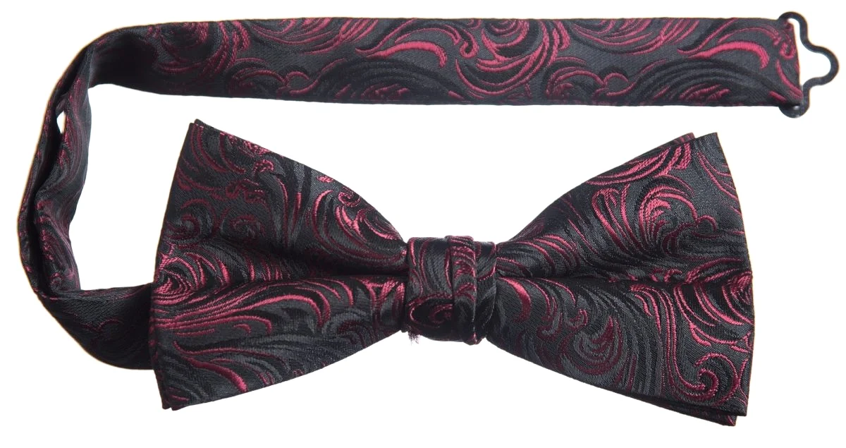 Pre-tied Adjustable Bow Tie of Satin Paisley Jacquard