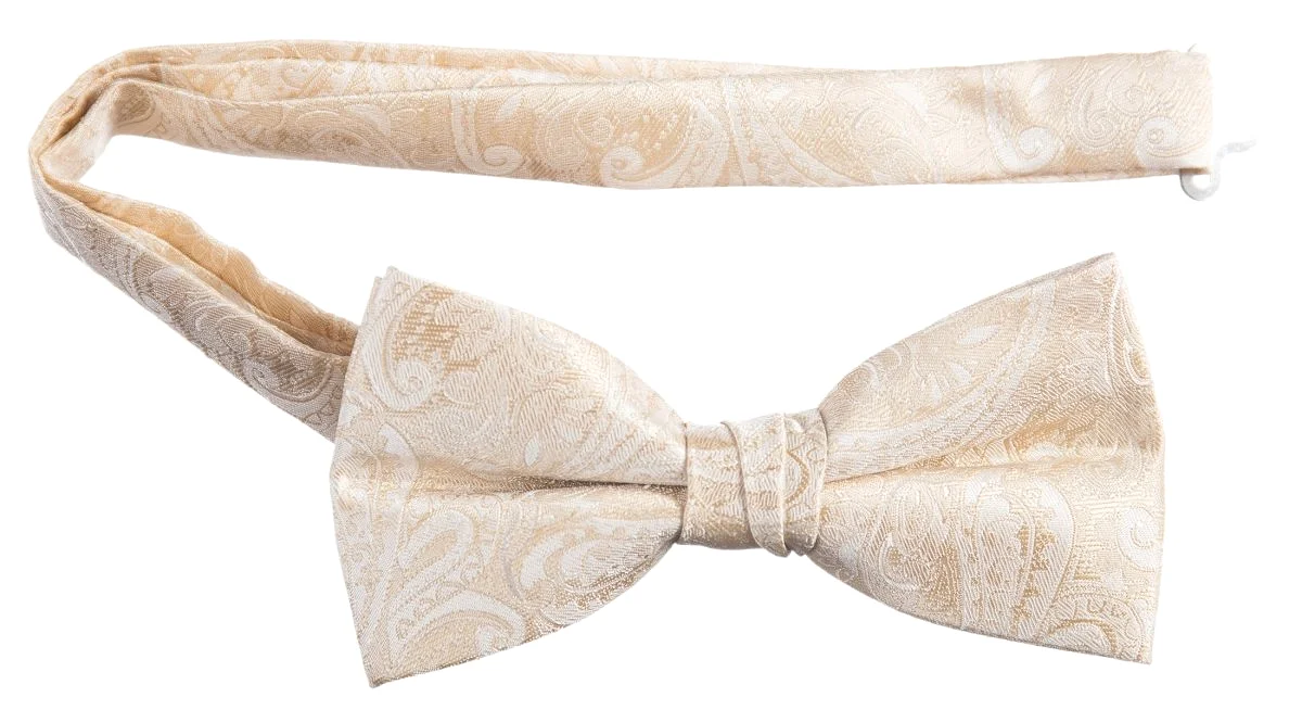 Pre-tied Adjustable Bow Tie of Satin Paisley Jacquard