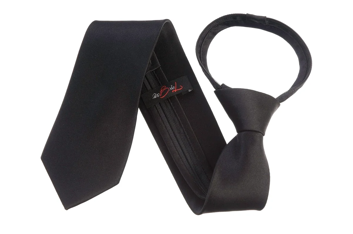 Pre-Tied Zipper Necktie for Men and Kids - 100% Deluxe Microfiber Polyester