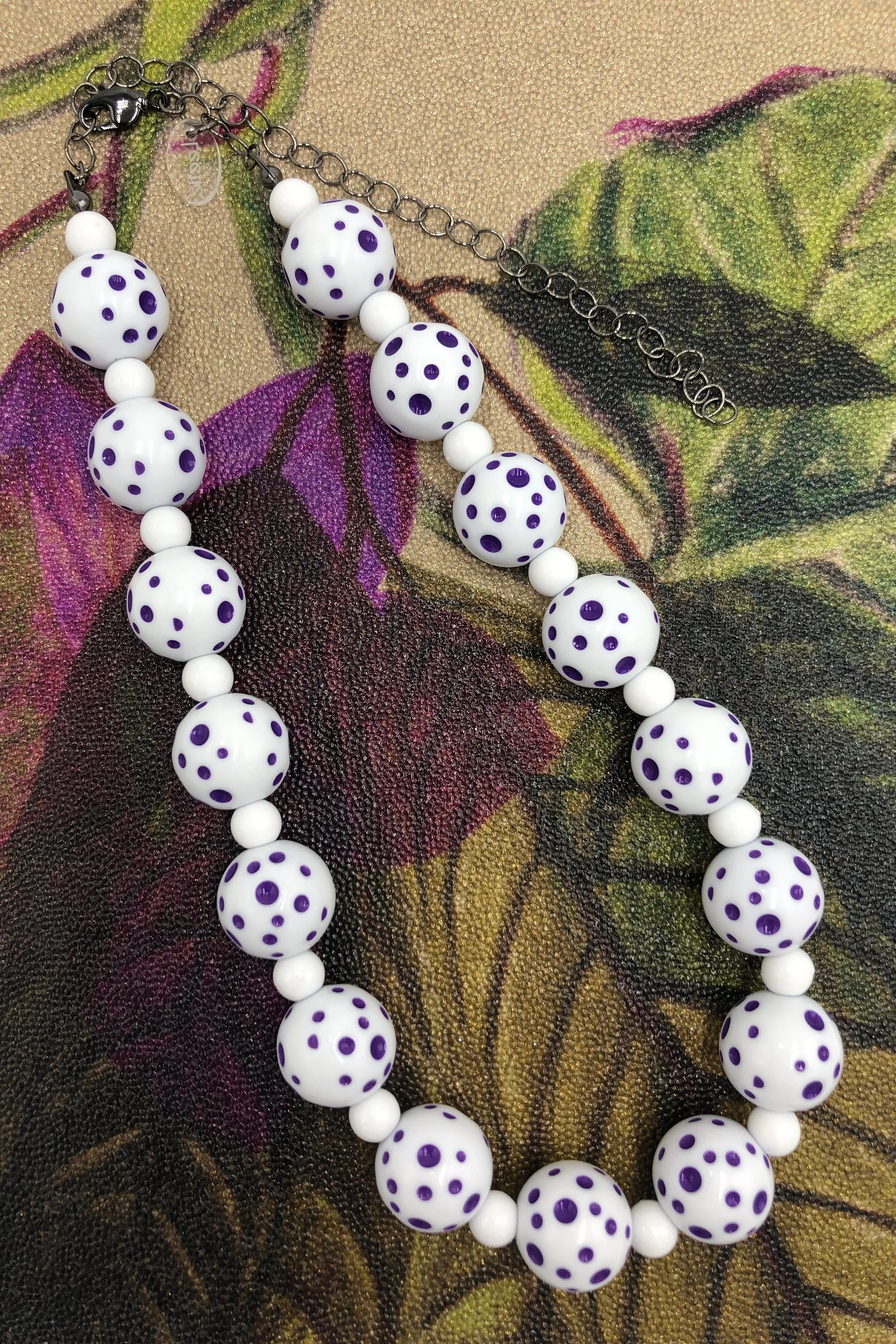 Purple Polka dot Marco Necklace