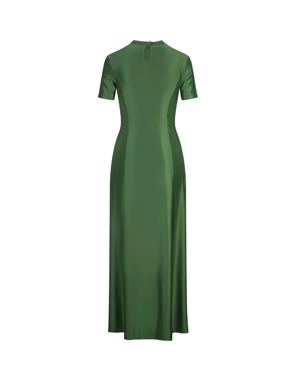 RABANNE Long Draped Dress In Green Stretch Satin